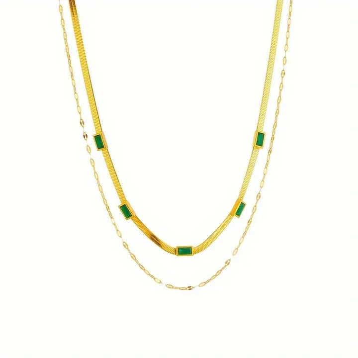 Sister Gem Double-Layer Retro Necklace | Gold
