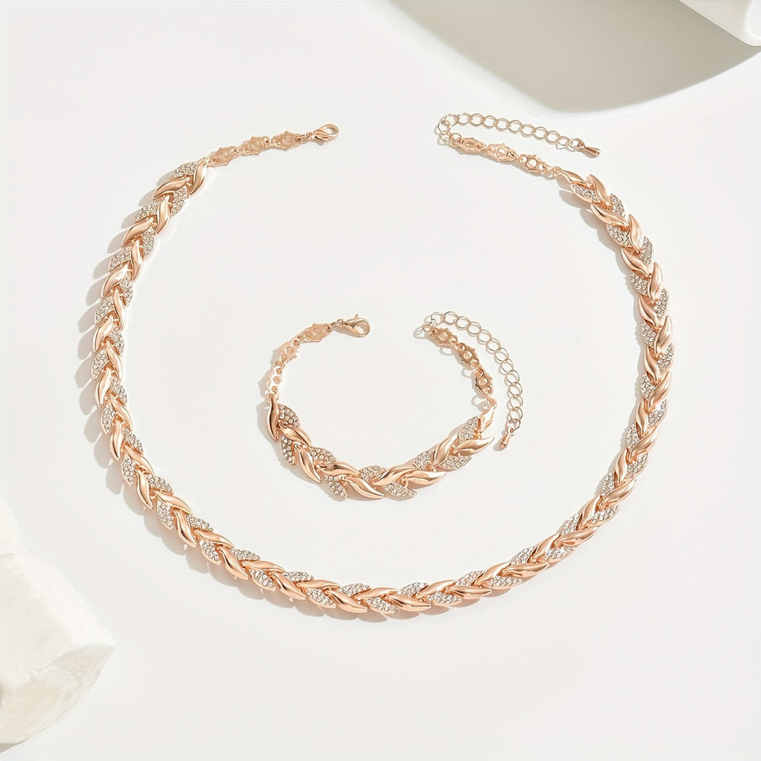 Elegant Rhinestone and Glass Fishtail Jewelry Set
