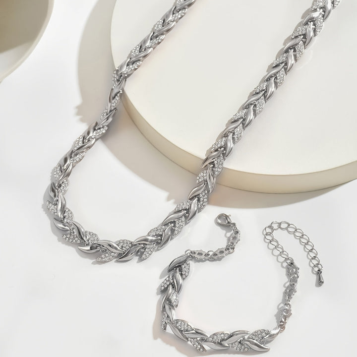 Elegant Rhinestone and Glass Fishtail Jewelry Set