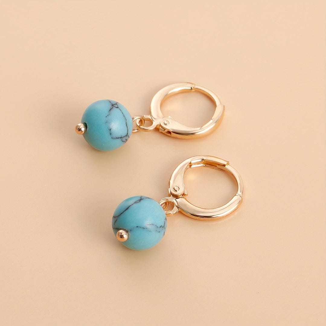 Vintage Gold Turquoise Drop Earrings