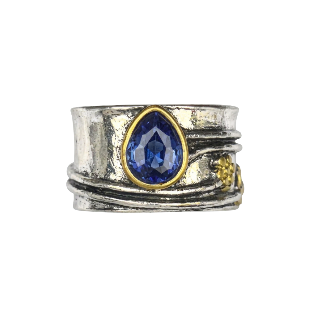 Bohemian Gemstone Meditation Ring | White Gold