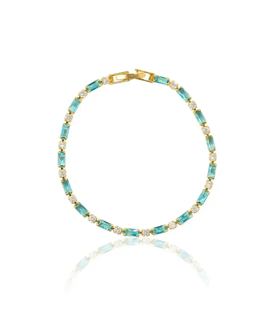 Gold Zircon Turquoise Stone Bracelet