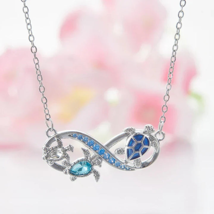 Infinity Turtle Necklace with Sparkling Crystals
