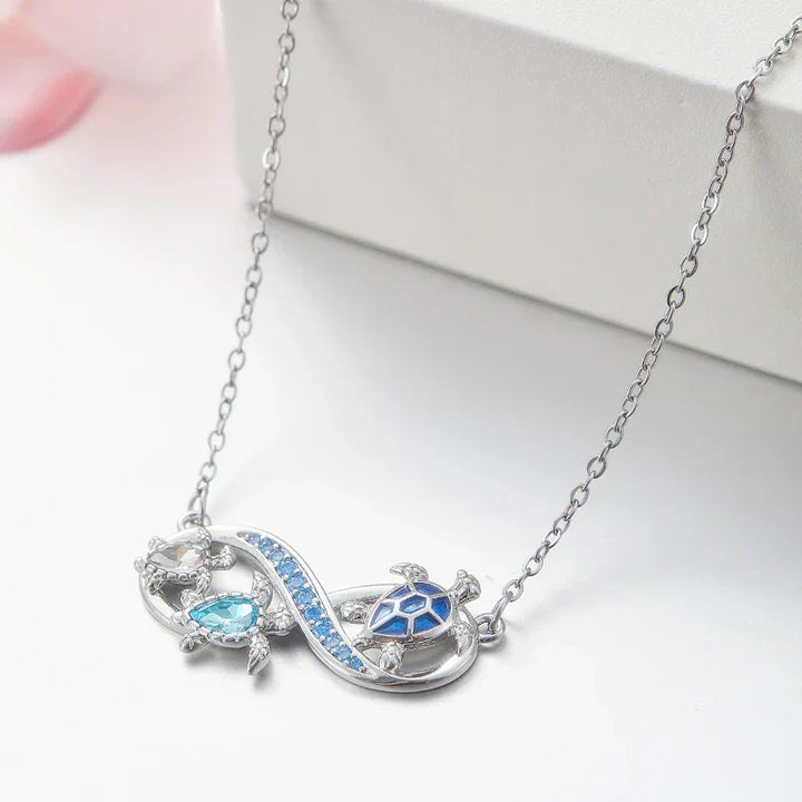 Infinity Turtle Necklace with Sparkling Crystals
