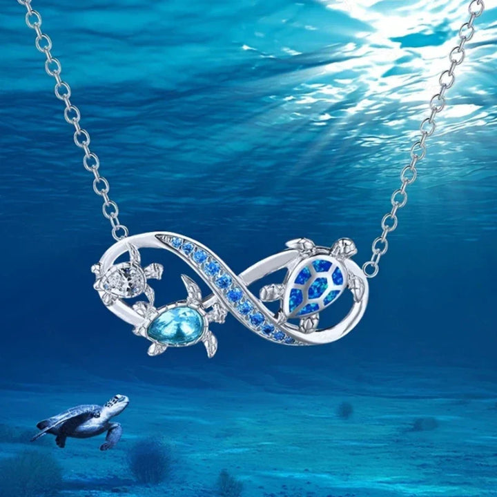 Infinity Turtle Necklace with Sparkling Crystals
