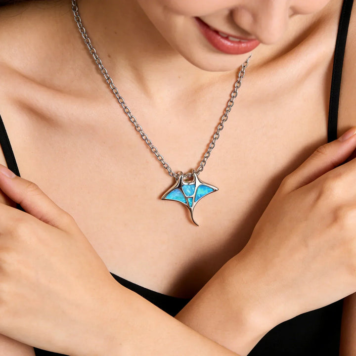 Manta Ray Blue Opal Necklace