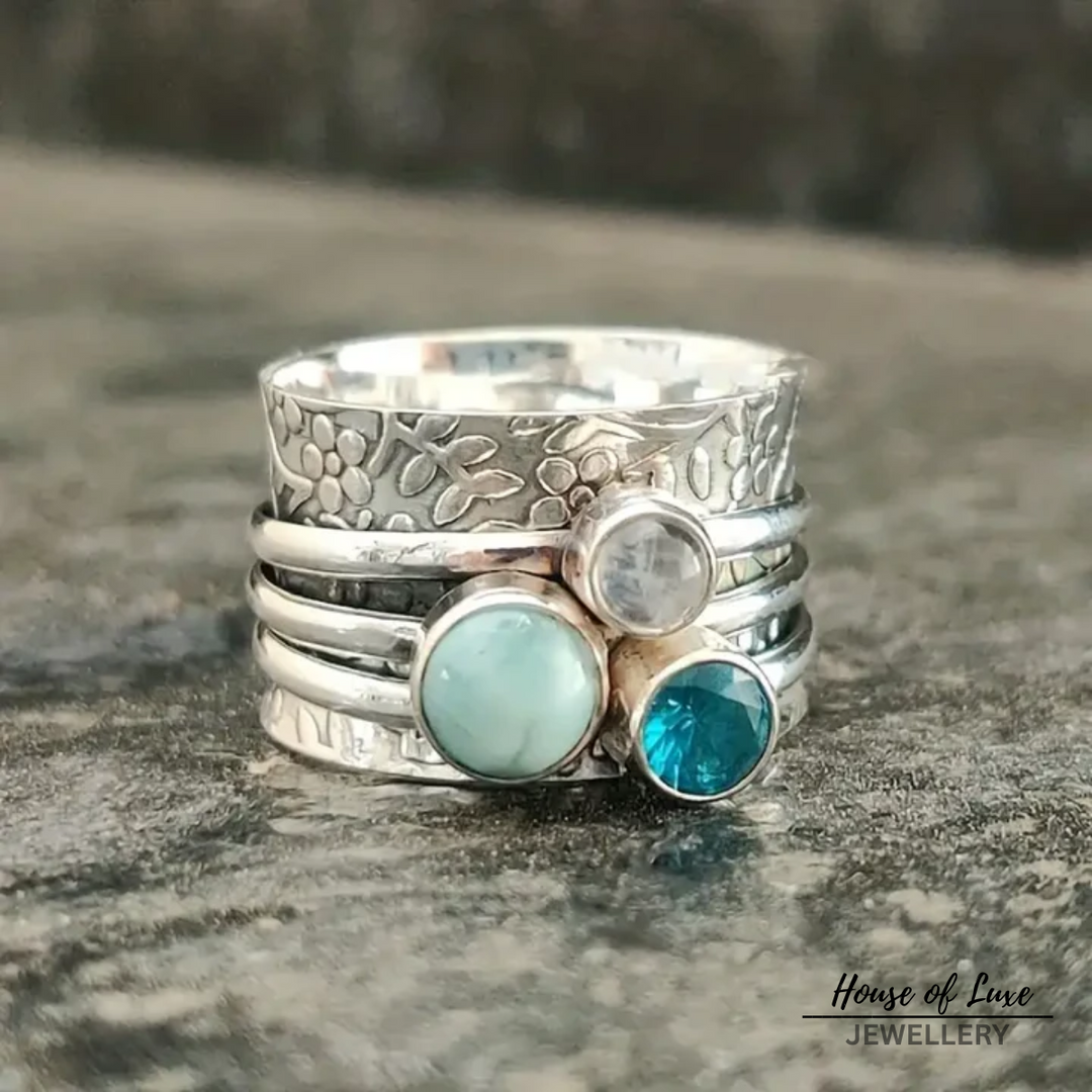 VINTAGE STONES SILVERED RING
