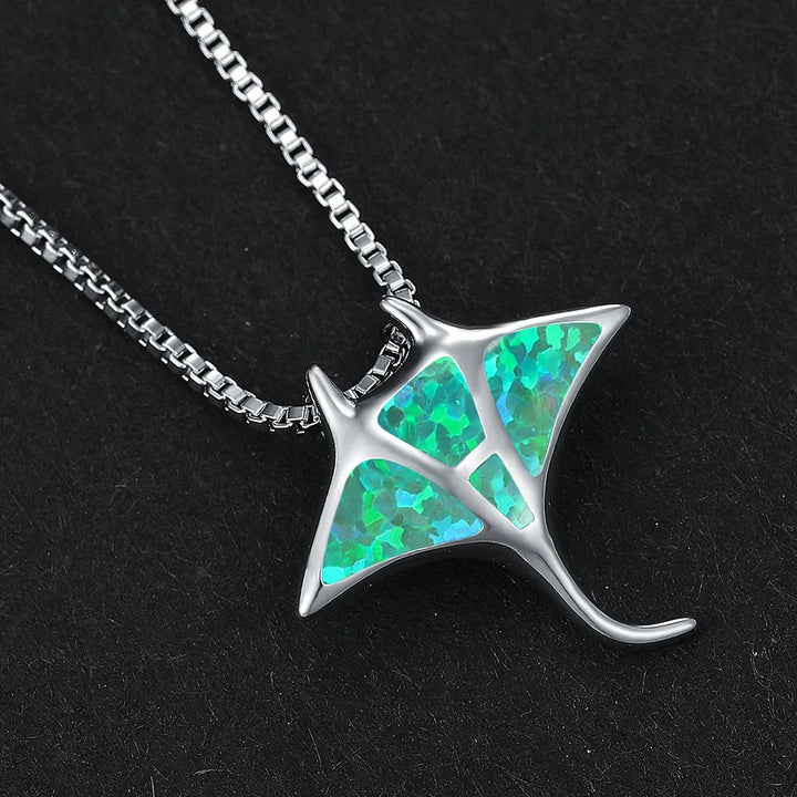 Manta Ray Blue Opal Necklace