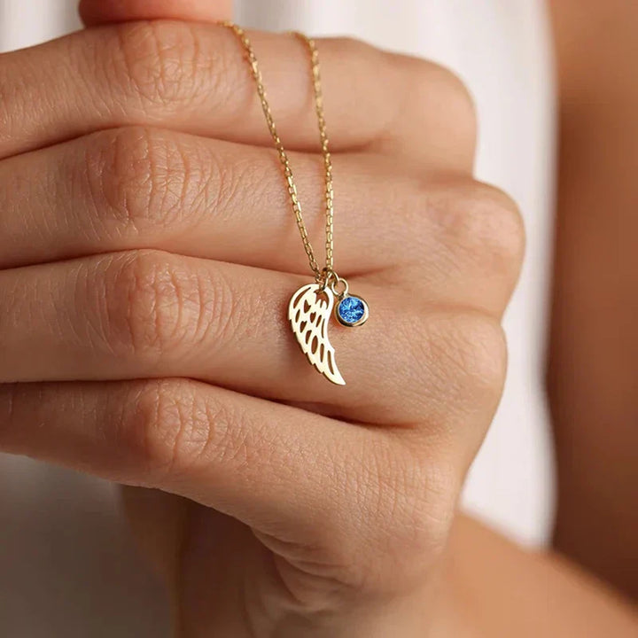 Angel Wing Birthstone Necklace