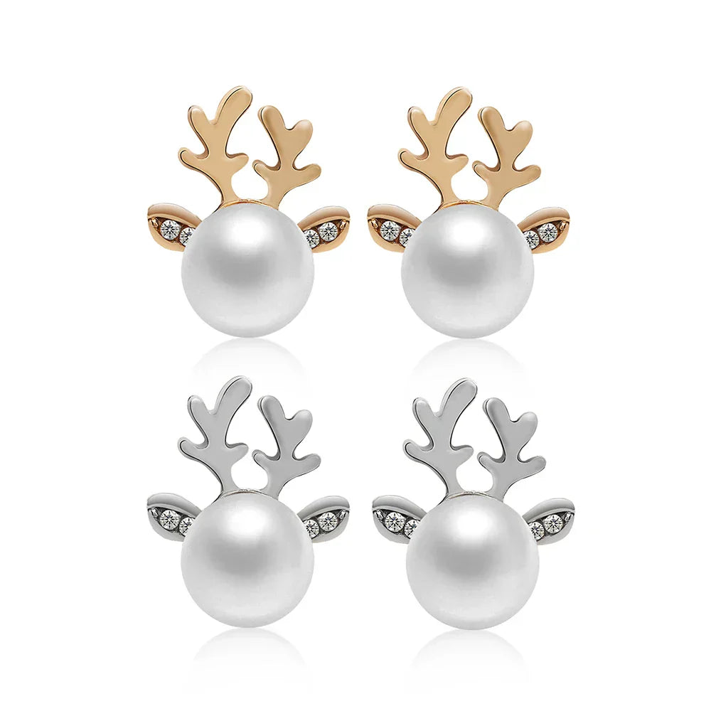 Christmas Reindeer Pearl Earrings