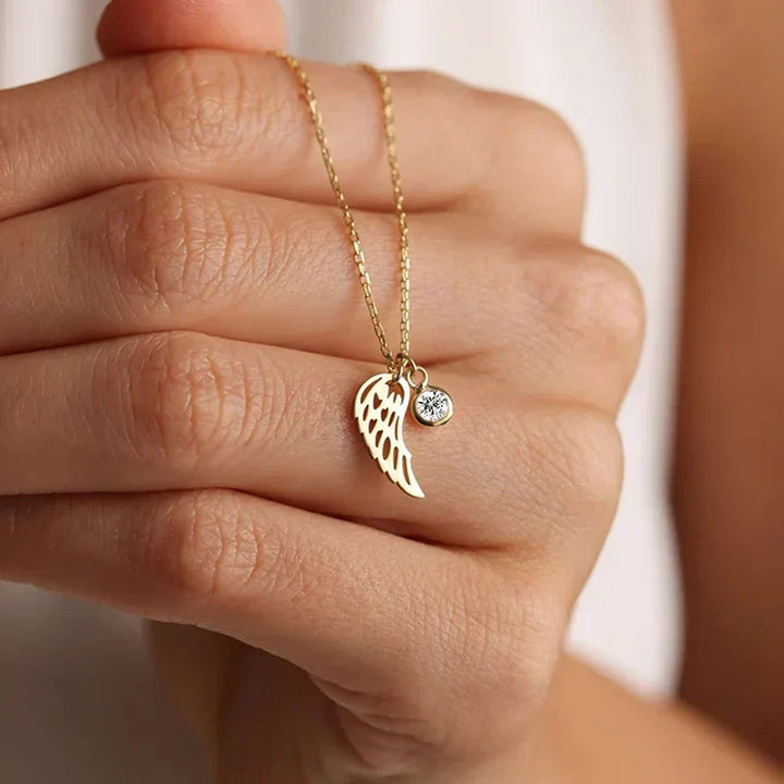 Angel Wing Birthstone Necklace