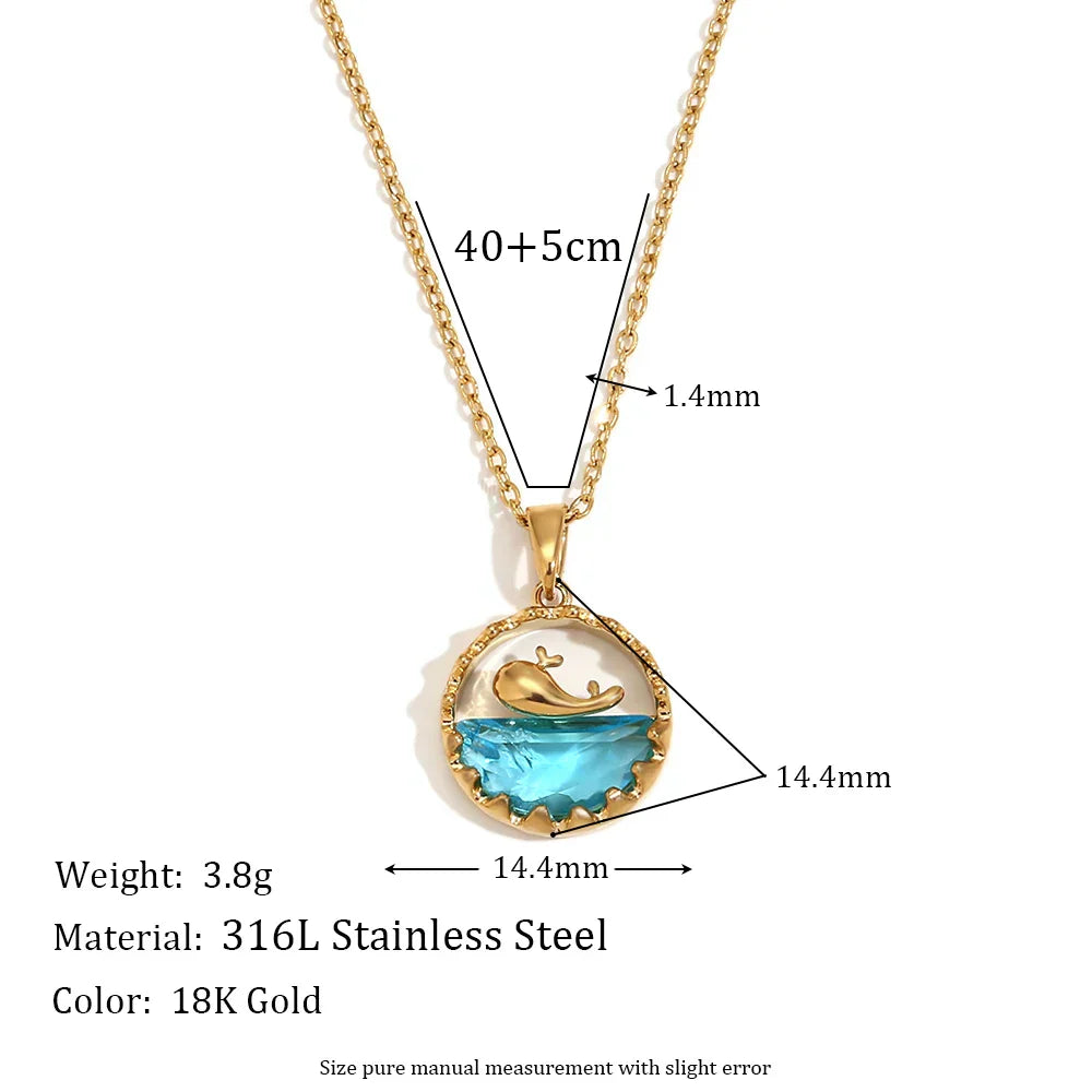 Blue Ocean Whale Pendant Necklace