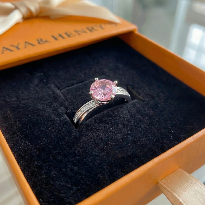 Moonlit Pink Contour Ring | White Gold