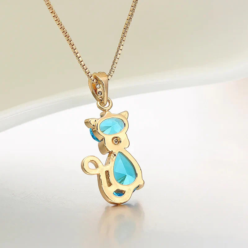 Crystal Cat Pendant Necklace