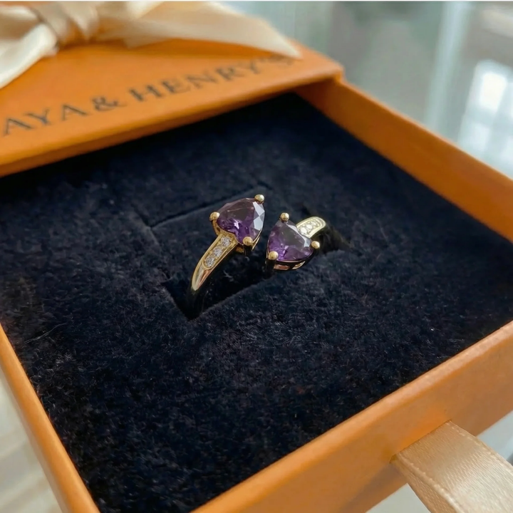 Noctira Violet Heartwrap Ring | Gold