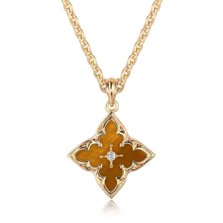 Blue Clover Pendant Necklace | Gold