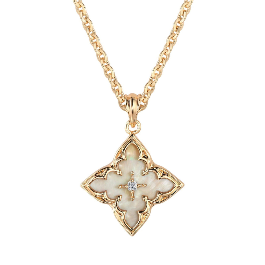 Blue Clover Pendant Necklace | Gold