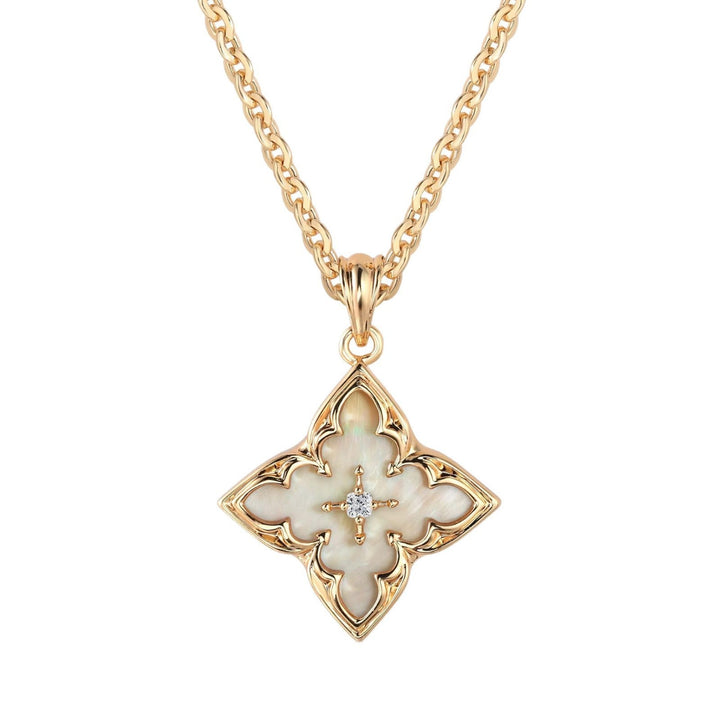 Blue Clover Pendant Necklace | Gold
