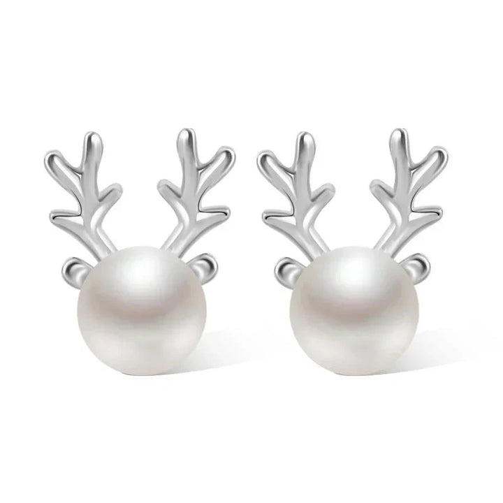 Reindeer Pearl Stud Earrings