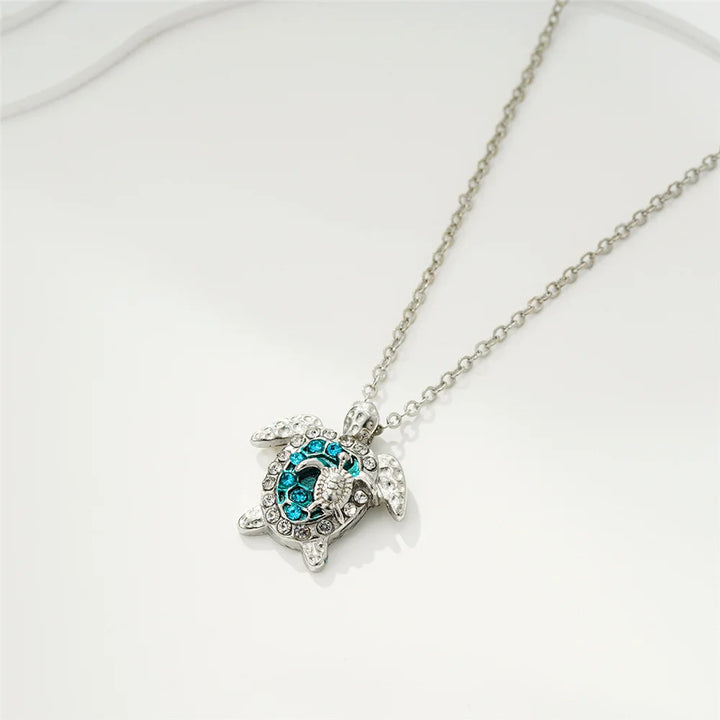 Sea Turtle Pendant Necklace - Vintage Silver