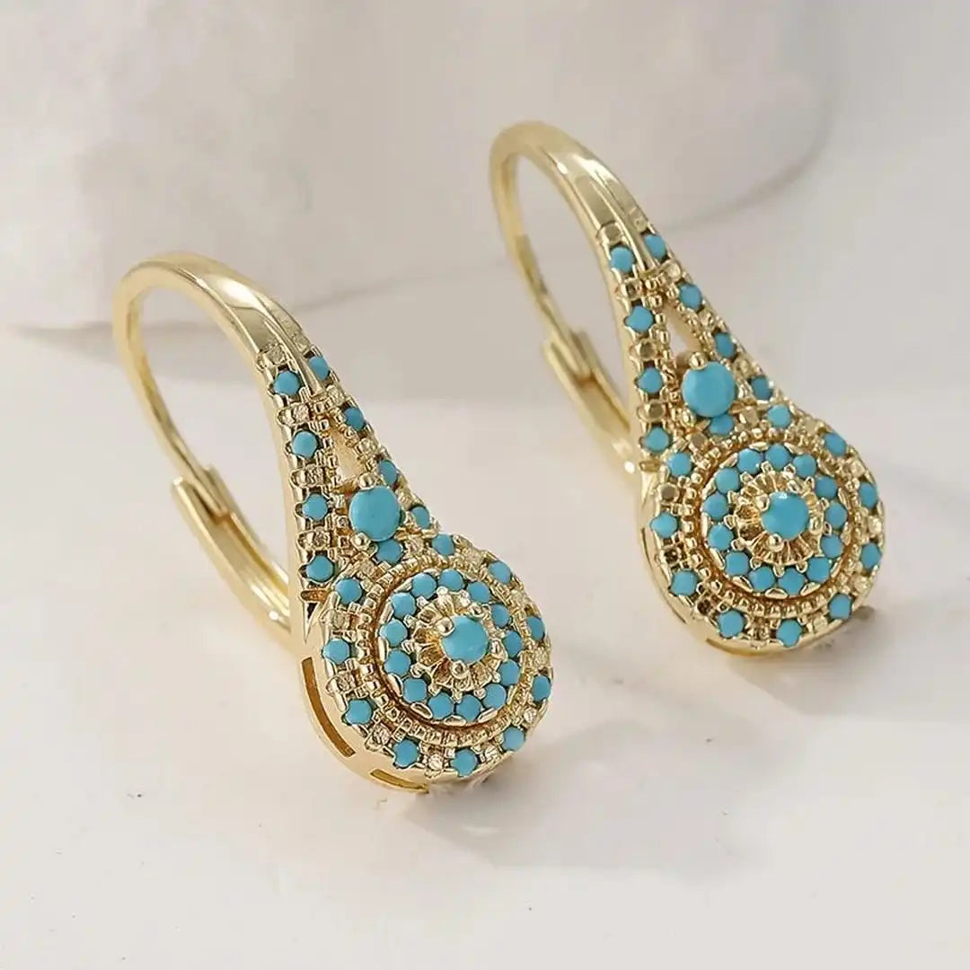 Elegant Mandala Turquoise Earrings