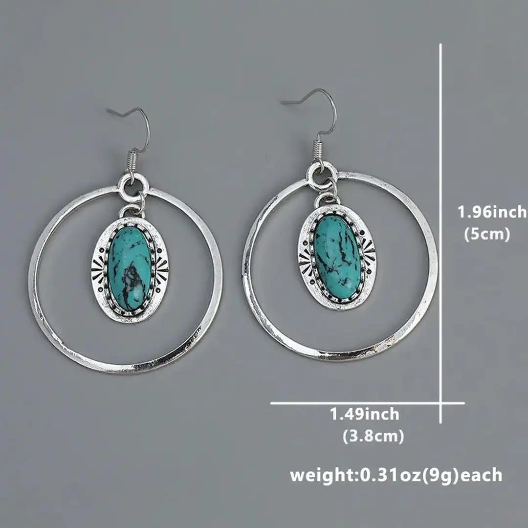 Vintage Silver Inlaid Turquoise Drop Earrings
