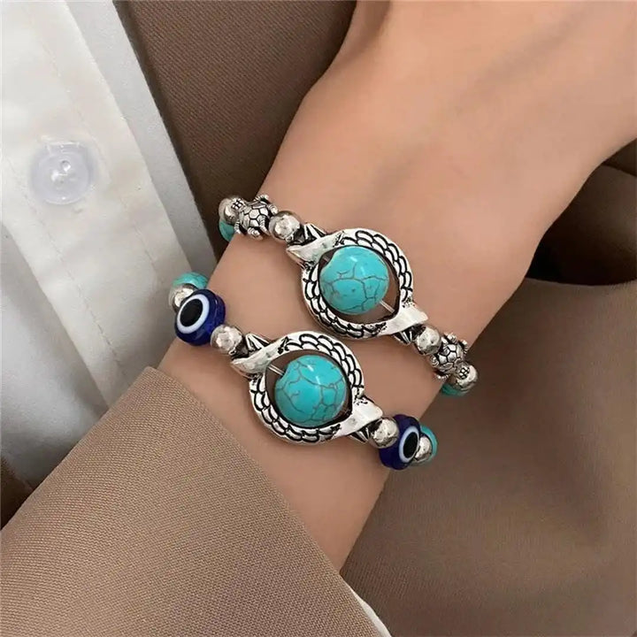 Aqua Antique Silver Turquoise Bracelet