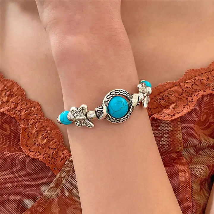 Aqua Antique Silver Turquoise Bracelet