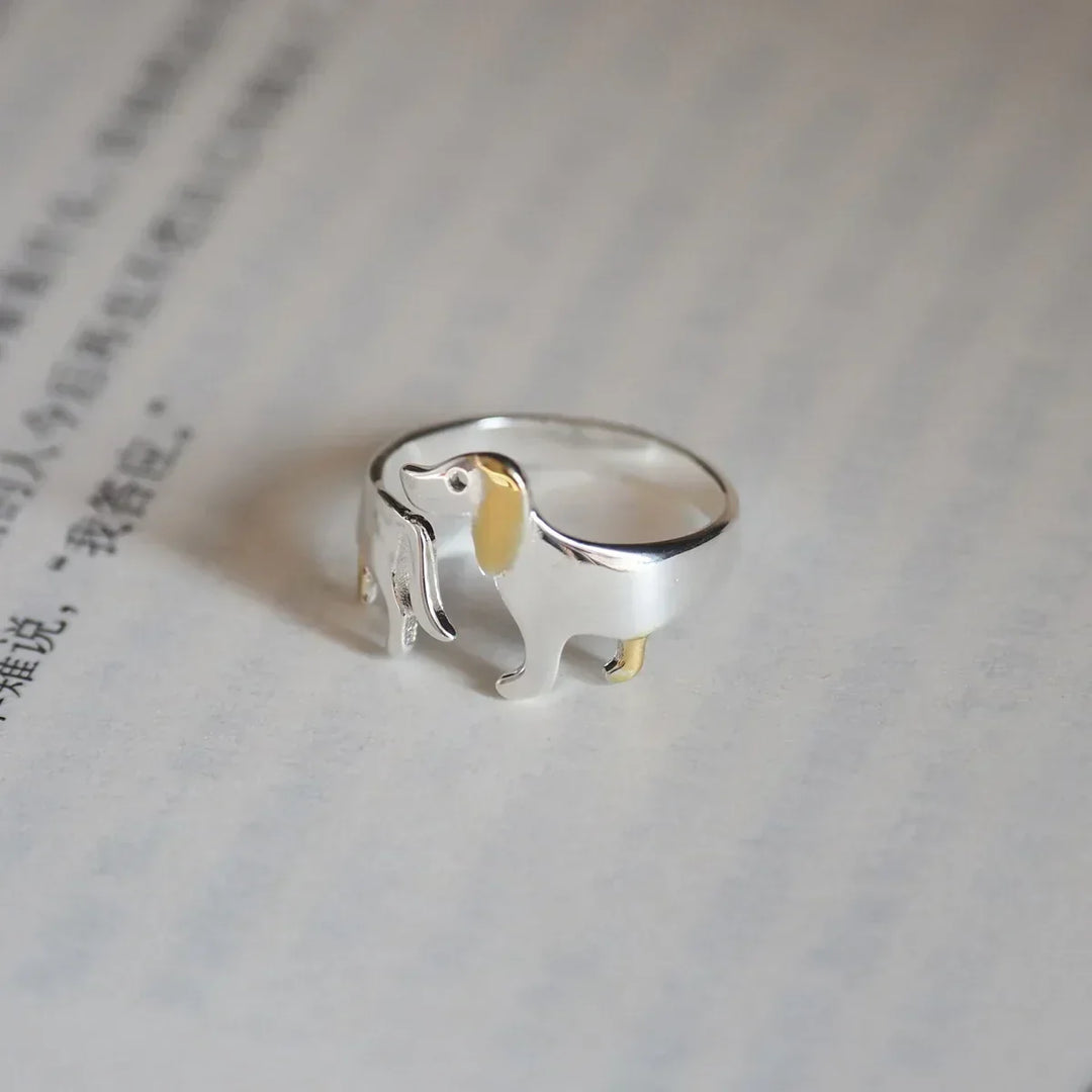 925 Sterling Silver Dachshund Ring – Adjustable Fit
