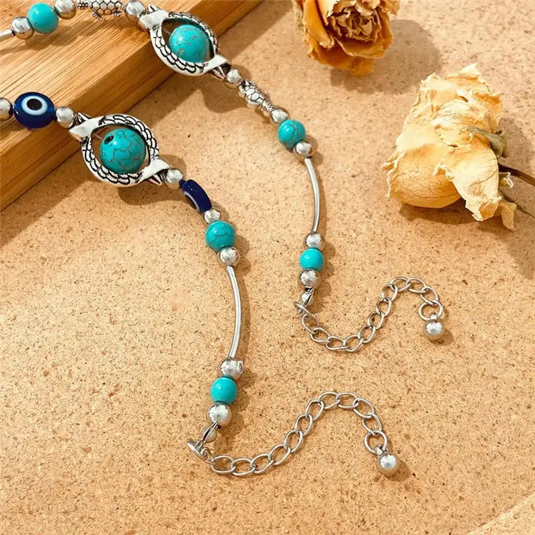 Aqua Antique Silver Turquoise Bracelet