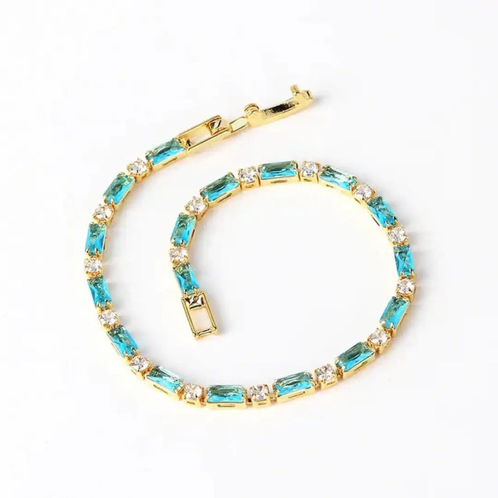 Gold Zircon Turquoise Stone Bracelet