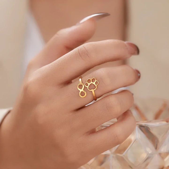 Adjustable Infinity Paw Ring – Stainless Steel
