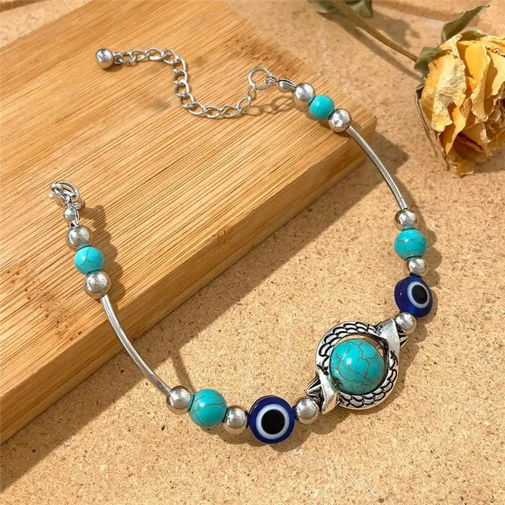 Aqua Antique Silver Turquoise Bracelet