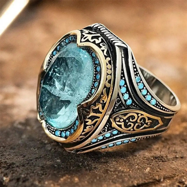 Antique Silver Blue Zircon Ring