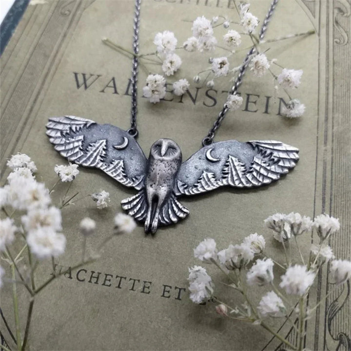 Vintage Owl Moon Necklace