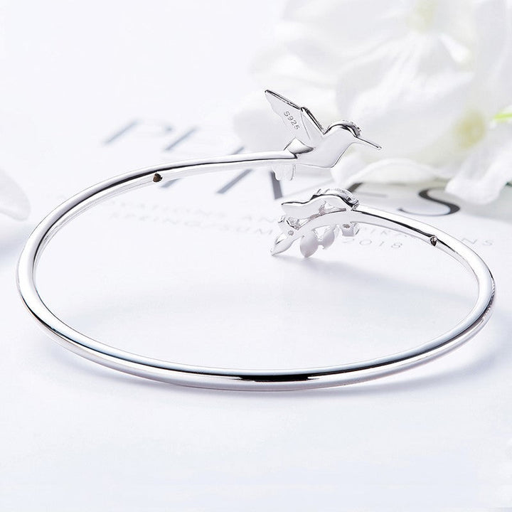 Adjustable Hummingbird Ring with Rhinestone Diamond