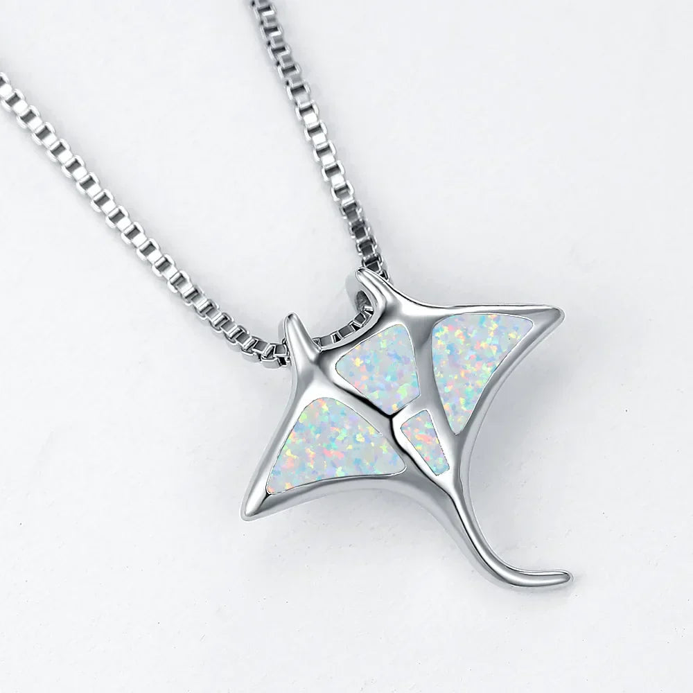 Manta Ray Blue Opal Necklace