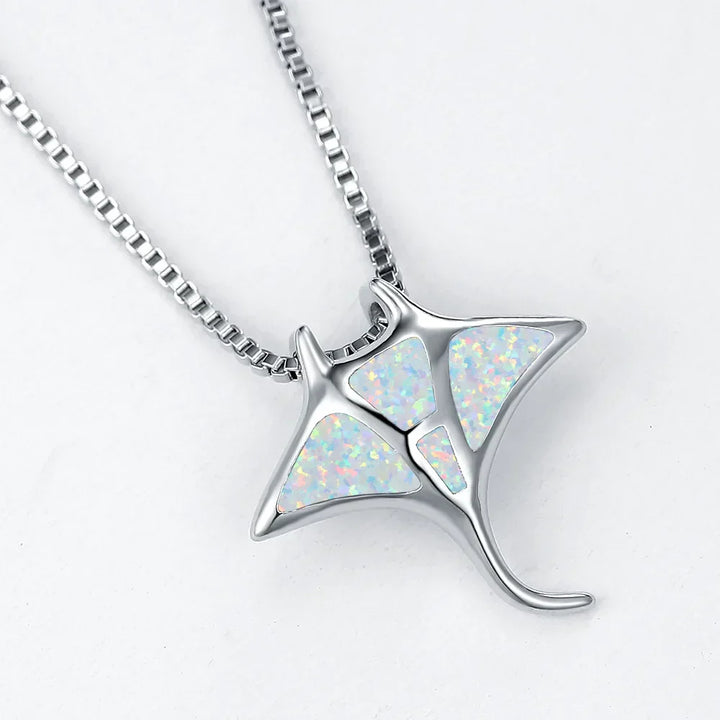 Manta Ray Blue Opal Necklace