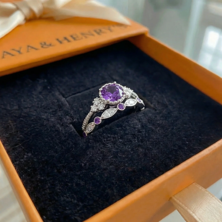Violetis Crown Ring Set | White Gold