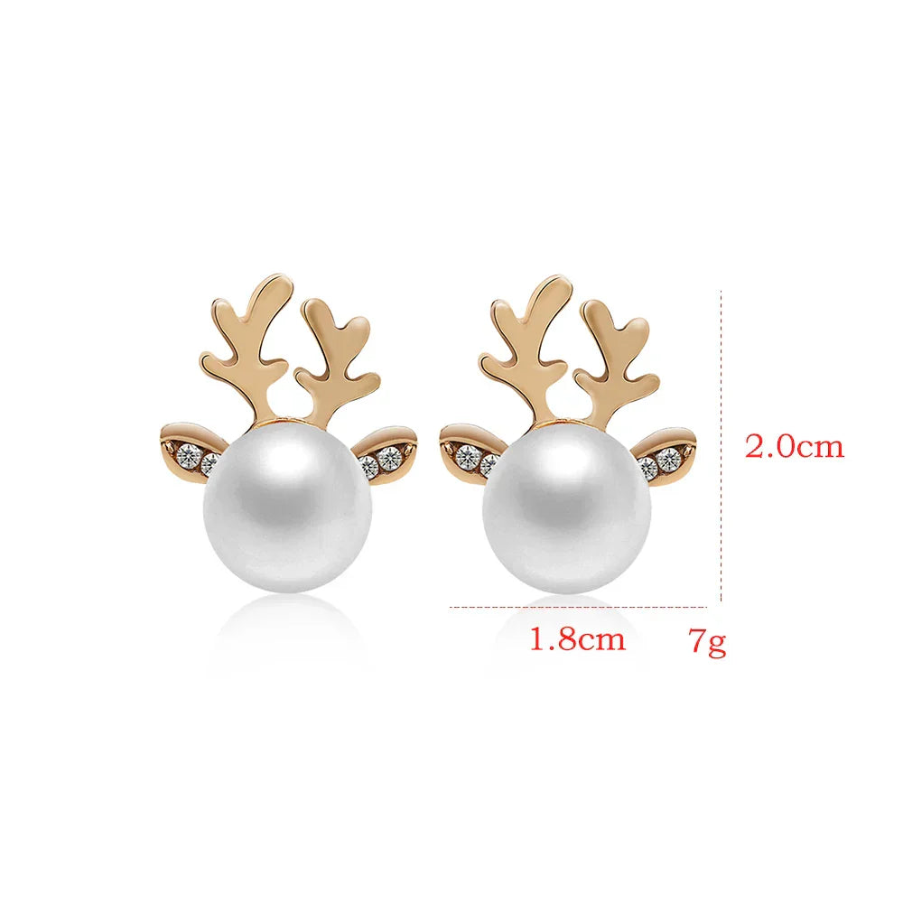 Christmas Reindeer Pearl Earrings