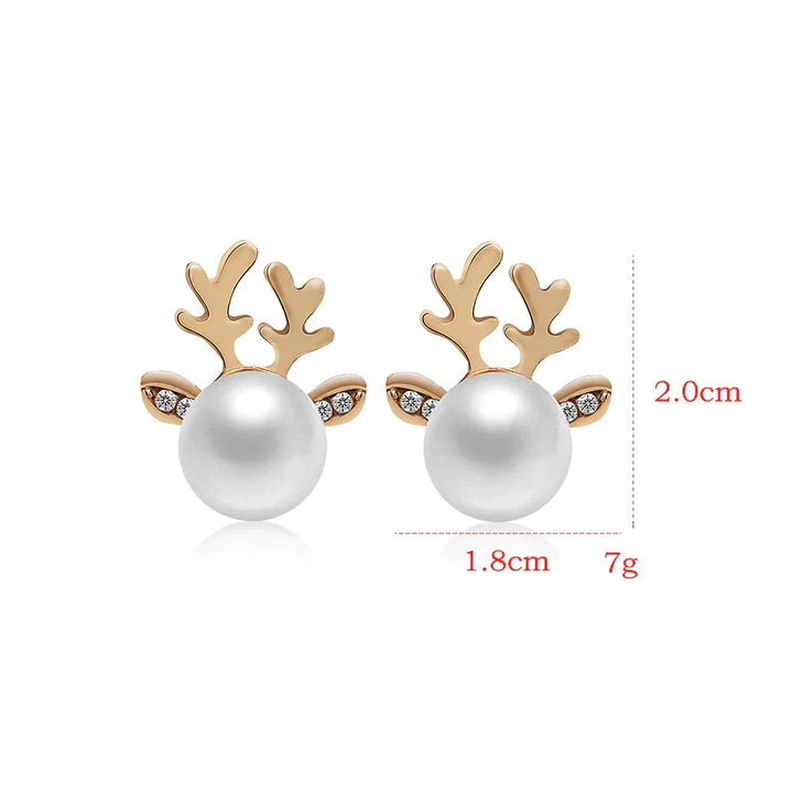 Christmas Reindeer Pearl Earrings