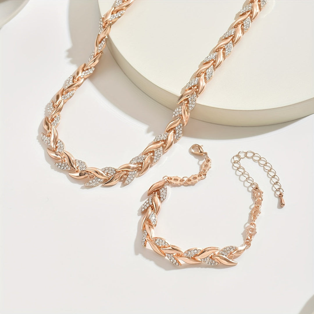Elegant Rhinestone and Glass Fishtail Jewelry Set