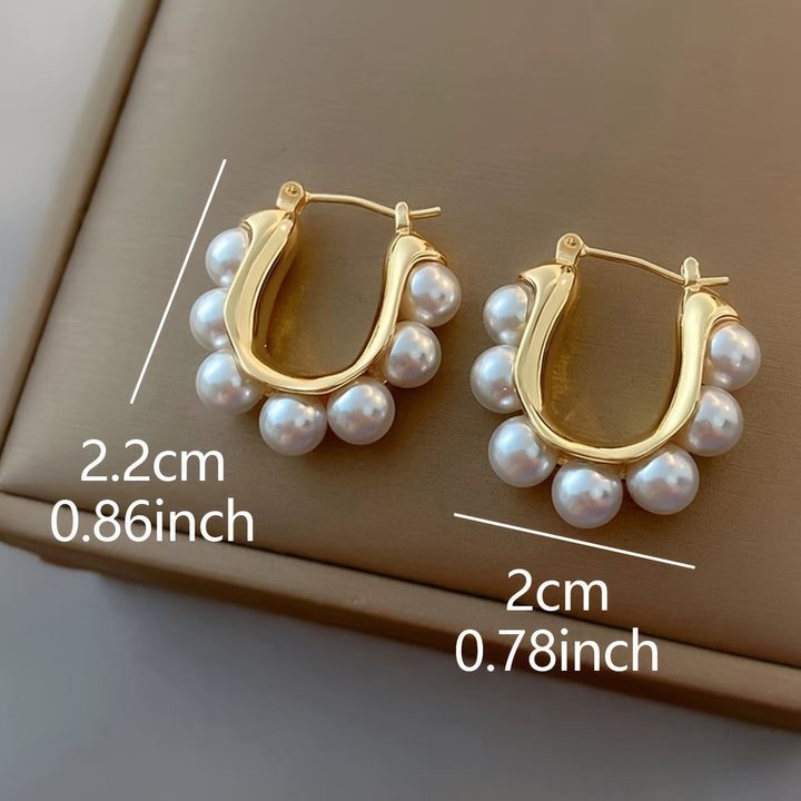 Pearl Cluster Hoop Earrings