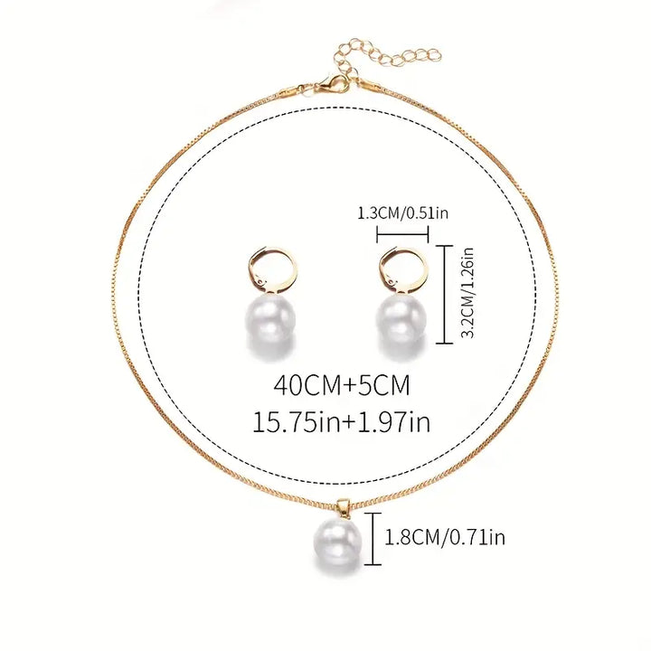 Golden Grace Pearl Jewelry Set | Gold