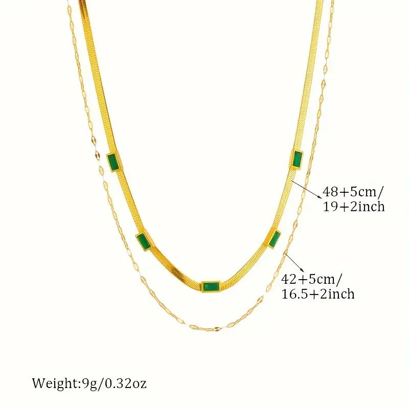 Sister Gem Double-Layer Retro Necklace | Gold