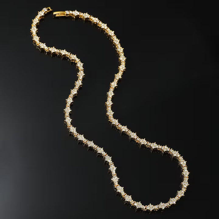 Classic Cluster Tennis Necklace | Gold