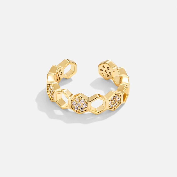 Crystal Honeycomb Ring | Gold