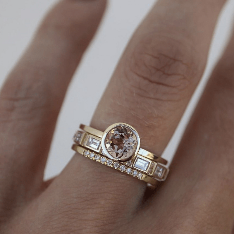 Hope - Inlay Crystal Gold Ring Set