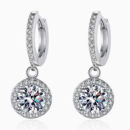 Sterling Silver 1 Carat Moissanite Earrings